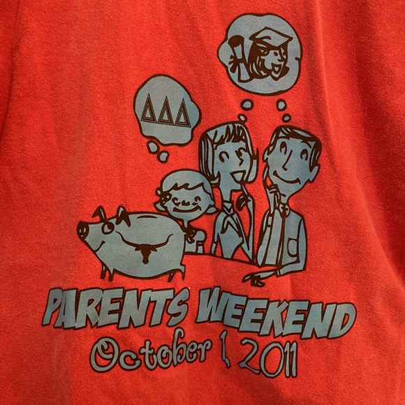 RED TRI DELTA THETA SORORITY T SHIRT WITH BABY BLUE LETTERS. PARENTS WEEKEND! - Picture 5 of 5